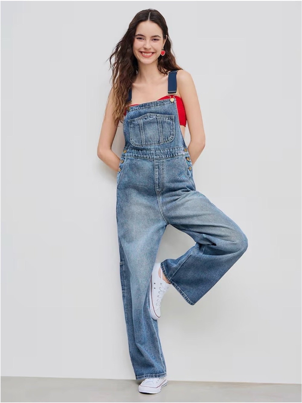 Cider Women's Wide Leg Bib Cargo Overalls Denim Suspender Straps Size XS NWT NEW
